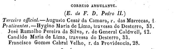 Correio Ambulante (Almanaque Laemmert 1876)